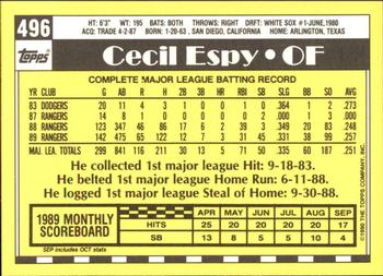 1990 Topps - Collector's Edition (Tiffany) #496 Cecil Espy Back