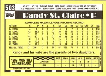 1990 Topps - Collector's Edition (Tiffany) #503 Randy St. Claire Back
