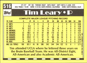 1990 Topps - Collector's Edition (Tiffany) #516 Tim Leary Back