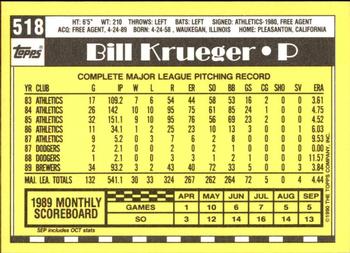 1990 Topps - Collector's Edition (Tiffany) #518 Bill Krueger Back