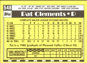 1990 Topps - Collector's Edition (Tiffany) #548 Pat Clements Back