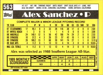1990 Topps - Collector's Edition (Tiffany) #563 Alex Sanchez Back
