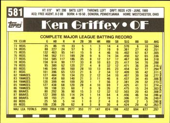 1990 Topps - Collector's Edition (Tiffany) #581 Ken Griffey Back