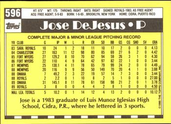 1990 Topps - Collector's Edition (Tiffany) #596 Jose DeJesus Back