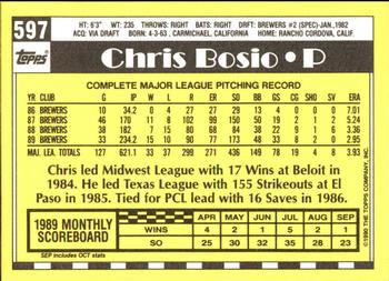 1990 Topps - Collector's Edition (Tiffany) #597 Chris Bosio Back