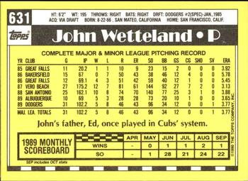 1990 Topps - Collector's Edition (Tiffany) #631 John Wetteland Back