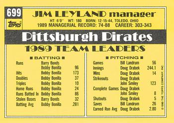 1990 Topps - Collector's Edition (Tiffany) #699 Jim Leyland Back