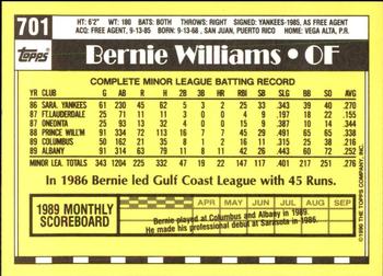 1990 Topps - Collector's Edition (Tiffany) #701 Bernie Williams Back