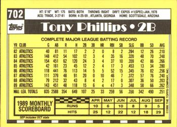 1990 Topps - Collector's Edition (Tiffany) #702 Tony Phillips Back