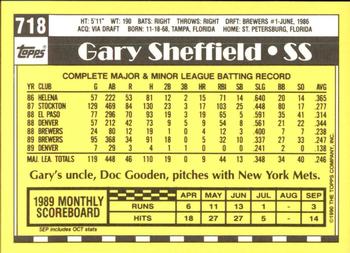 1990 Topps - Collector's Edition (Tiffany) #718 Gary Sheffield Back