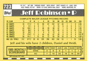 1990 Topps - Collector's Edition (Tiffany) #723 Jeff Robinson Back