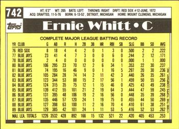 1990 Topps - Collector's Edition (Tiffany) #742 Ernie Whitt Back