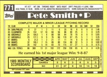 1990 Topps - Collector's Edition (Tiffany) #771 Pete Smith Back