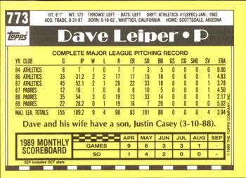 1990 Topps - Collector's Edition (Tiffany) #773 Dave Leiper Back