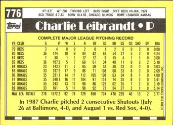 1990 Topps - Collector's Edition (Tiffany) #776 Charlie Leibrandt Back