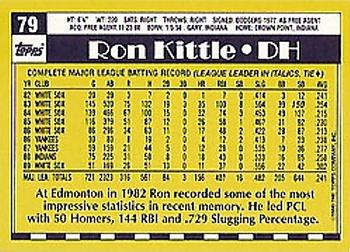 1990 Topps - Collector's Edition (Tiffany) #79 Ron Kittle Back