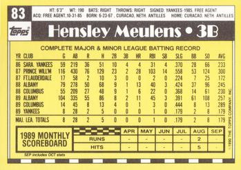 1990 Topps - Collector's Edition (Tiffany) #83 Hensley Meulens Back
