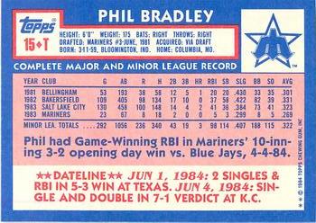 1984 Topps Traded - Limited Edition (Tiffany) #15T Phil Bradley Back