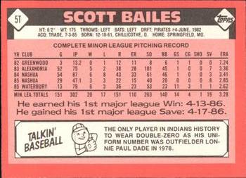 1986 Topps Traded - Limited Edition (Tiffany) #5T Scott Bailes Back