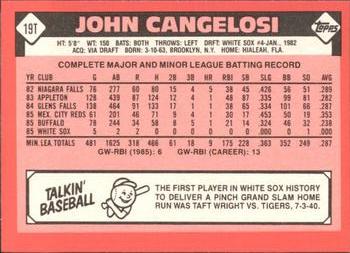 1986 Topps Traded - Limited Edition (Tiffany) #19T John Cangelosi Back