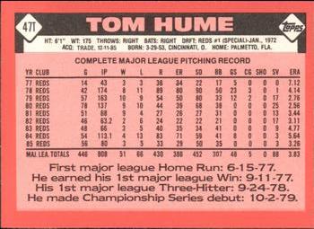 1986 Topps Traded - Limited Edition (Tiffany) #47T Tom Hume Back