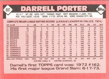 1986 Topps Traded - Limited Edition (Tiffany) #88T Darrell Porter Back