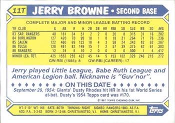 1987 Topps Traded - Limited Edition (Tiffany) #11T Jerry Browne Back