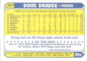 1987 Topps Traded - Limited Edition (Tiffany) #29T Doug Drabek Back
