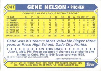 1987 Topps Traded - Limited Edition (Tiffany) #84T Gene Nelson Back
