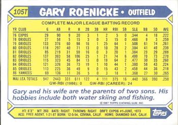 1987 Topps Traded - Limited Edition (Tiffany) #105T Gary Roenicke Back