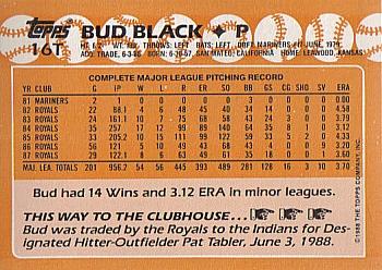 1988 Topps Traded - Limited Edition (Tiffany) #16T Bud Black Back