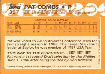 1988 Topps Traded - Limited Edition (Tiffany) #30T Pat Combs Back