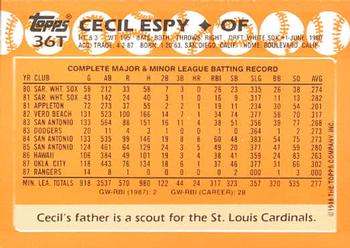 1988 Topps Traded - Limited Edition (Tiffany) #36T Cecil Espy Back