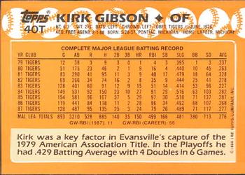 1988 Topps Traded - Limited Edition (Tiffany) #40T Kirk Gibson Back