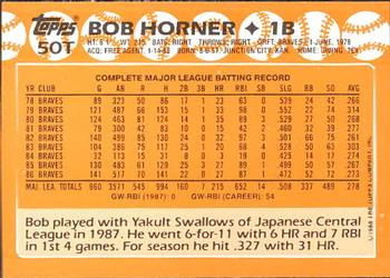 1988 Topps Traded - Limited Edition (Tiffany) #50T Bob Horner Back