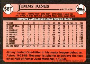 1989 Topps Traded - Limited Edition (Tiffany) #58T Jimmy Jones Back