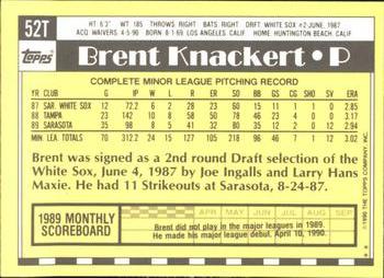 1990 Topps Traded - Limited Edition (Tiffany) #52T Brent Knackert Back