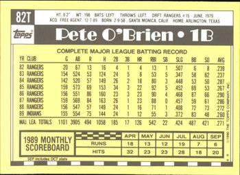 1990 Topps Traded - Limited Edition (Tiffany) #82T Pete O'Brien Back