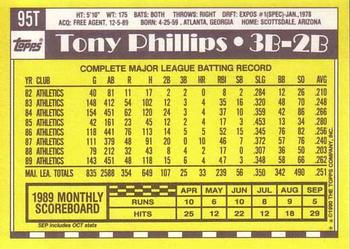 1990 Topps Traded - Limited Edition (Tiffany) #95T Tony Phillips Back