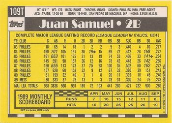 1990 Topps Traded - Limited Edition (Tiffany) #109T Juan Samuel Back