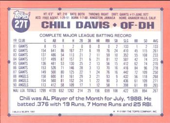 1991 Topps Traded - Limited Edition (Tiffany) #27T Chili Davis Back