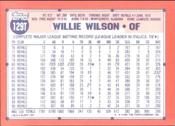 1991 Topps Traded - Limited Edition (Tiffany) #129T Willie Wilson Back