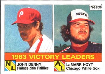 1984 Topps Nestle #135 1983 Victory Leaders (John Denny / LaMarr Hoyt) Front