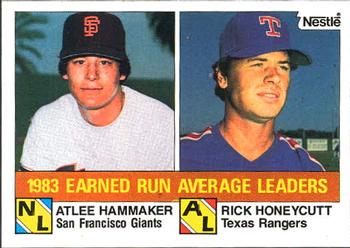 1984 Topps Nestle #137 1983 Earned Run Average Leaders (Atlee Hammaker / Rick Honeycutt) Front