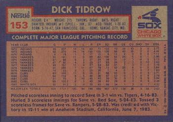 1984 Topps Nestle #153 Dick Tidrow Back