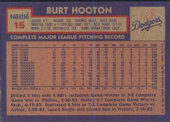 1984 Topps Nestle #15 Burt Hooton Back