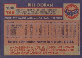 1984 Topps Nestle #198 Bill Doran Back