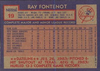 1984 Topps Nestle #19 Ray Fontenot Back