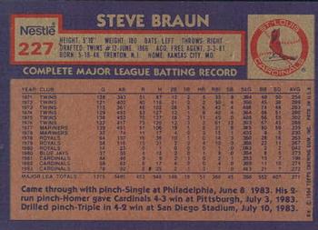 1984 Topps Nestle #227 Steve Braun Back