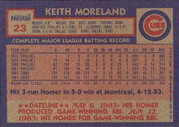 1984 Topps Nestle #23 Keith Moreland Back